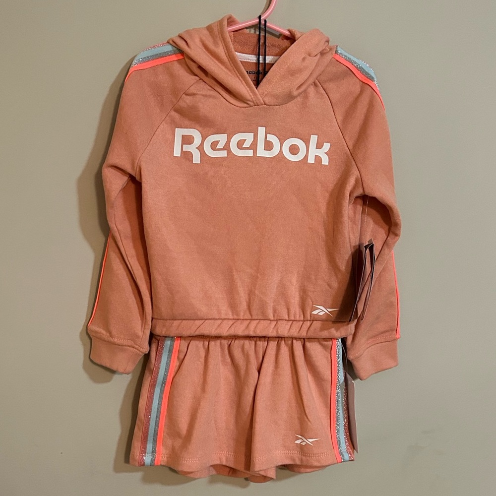 NWT Reebok Kids Matching Set Pink Hoodie & Shorts Set Toddler 4T